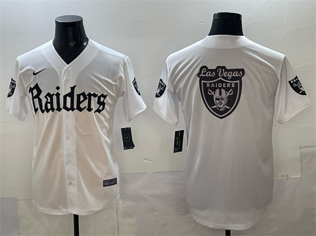 Men's Las Vegas Raiders Team Big Logo White 'Gothic Sin City Shadows Edition' Vapor Limited Stitched Baseball Jersey